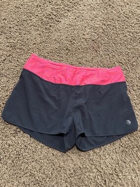 MPG Navy Lined Athletic Shorts with Pink Waistband